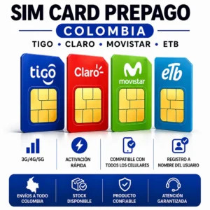 SIM card prepago Colombia Tigo Claro Movistar ETB 3G 4G 5G