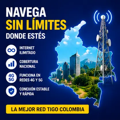 Conexión de internet móvil ilimitado estable para teletrabajo, estudio y streaming en Colombia