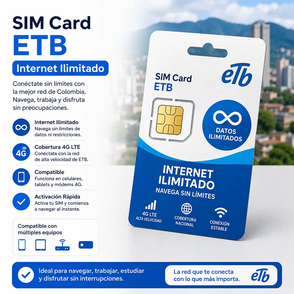 SIM Card Datos Ilimitados Colombia — Movilnet Colombia