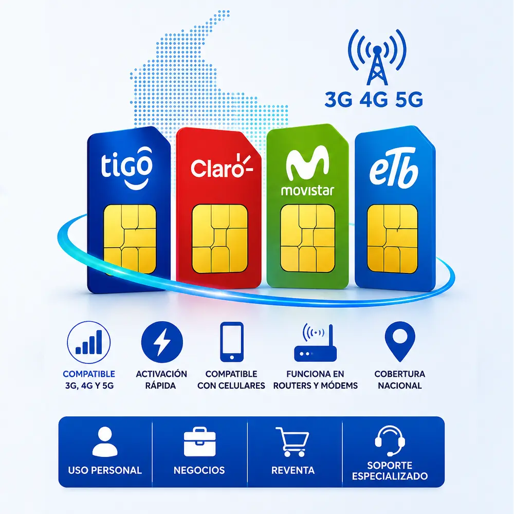 SIM Card Prepago Colombia 4G y 5G